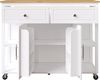 Sideboard 120x50/81,5x92 cm, klappbar & mobil mit 2 Schubladen, MDF/Metall, Weiß Bild 4