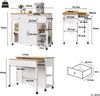 Sideboard 120x50/81,5x92 cm, klappbar & mobil mit 2 Schubladen, MDF/Metall, Weiß Bild 3