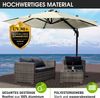 BRAST Alu Sonnenschirm Ampelschirm Ø360cm Beige + LEDs Windsicherung & Schützhülle UV-Schutz 80+ wasserabweisend mit Kurbelvorrichtung drehbar schwenkbar & höhenverstellbar Bild 3