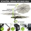 BRAST Alu Sonnenschirm Ampelschirm Ø360cm Beige + LEDs Windsicherung & Schützhülle UV-Schutz 80+ wasserabweisend mit Kurbelvorrichtung drehbar schwenkbar & höhenverstellbar Bild 5