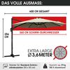 BRAST Alu Sonnenschirm Ampelschirm Ø360cm Beige + LEDs Windsicherung & Schützhülle UV-Schutz 80+ wasserabweisend mit Kurbelvorrichtung drehbar schwenkbar & höhenverstellbar Bild 2