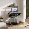 Yaheetech Schreibtisch mit Druckerregal Computertisch schwarz PC Tisch mit 4 Rollen, Holzwerkstoff Schwarz, 80 x 50 x 132 cm Bild 3