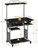Yaheetech Schreibtisch mit Druckerregal Computertisch schwarz PC Tisch mit 4 Rollen, Holzwerkstoff Schwarz, 80 x 50 x 132 cm Bild 4