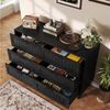 Furnishings Home Kommode sideboard mit 6 Schubladen Rattan-Design 115 cm breit Holz Schrank (1 St, Vintage Schubladenkommode Sideboard aus Holz, mit Metallgriffe), geeignet für Schlafzimmer, Wohnzimmer, Arbeitszimmer, Büro Bild 2