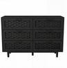 Furnishings Home Kommode sideboard mit 6 Schubladen Rattan-Design 115 cm breit Holz Schrank (1 St, Vintage Schubladenkommode Sideboard aus Holz, mit Metallgriffe), geeignet für Schlafzimmer, Wohnzimmer, Arbeitszimmer, Büro Bild 3