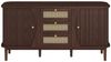 IDEASY Sideboard Rustikales Sideboard, Aufbewahrungsschrank, Kommode, 140.5 x 40 x 76 cm, Holz und Rattan Design, 3 Schubladen, 2 Türen, abgerundete Kanten Bild 5