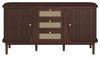 IDEASY Sideboard Rustikales Sideboard, Aufbewahrungsschrank, Kommode, 140.5 x 40 x 76 cm, Holz und Rattan Design, 3 Schubladen, 2 Türen, abgerundete Kanten Bild 4