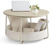 VASAGLE Couchtisch, Beistelltisch, Wohnzimmertisch mit Korb aus Stoff, modern, ∅75 x 45 cm, beige Bild 2