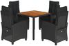 vidaXL 5-tlg. Garten-Essgruppe mit Kissen Schwarz Poly Rattan 3212663 Bild 2