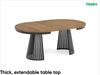 MEBLINI Esstisch Rund Ausziehbar aus Metall - 120-196x76cm - CONEY - Lefkas Eiche/Schwarz Matt - Loft - Esszimmertisch Modern - Küchentisch - Ausziehtisch - Round Dining Table Bild 2