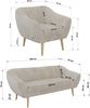 Wohnzimmerset PIRS 1-1-3, Skandinavisches 3-Sitzer Sofa mit Sesseln, Sofa mit Wellenfederung, Buche Füße, Skandinavisches Möbelset - Beige Cord Bild 5
