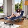 Meulbaty Klappbett Klappbar Sonnen Liege für Balkon/Garten, mit Auflage und Seitentasche (1-St) mit 5-stufiges Verstellmechanismus und 2.3-3cm Matratze Bild 4
