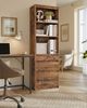 VASAGLE Bücherregal mit verstellbaren Regalböden, Sideboard, 3 Schubladen, platzsparend, braun Bild 2