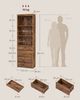 VASAGLE Bücherregal mit verstellbaren Regalböden, Sideboard, 3 Schubladen, platzsparend, braun Bild 5