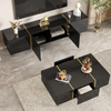 Wohnzimmermöbel Set TV-Schrank und Couchtisch Schwarz Hochglanz mit Gold Details Stauraum modern Soft-Close Design Bild 4
