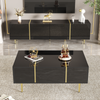 Wohnzimmermöbel Set TV-Schrank und Couchtisch Schwarz Hochglanz mit Gold Details Stauraum modern Soft-Close Design Bild 2