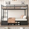 Bett 90x200 cm als Etagenbett mit Stauraum und Leiter – robustes Metallgestell, schwarz Bild 4