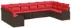 vidaXL Gartensofa-set mit Kissen 10 pcs Braun und Rot Poly-Rattan 3354893 Bild 2