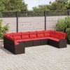 vidaXL Gartensofa-set mit Kissen 10 pcs Braun und Rot Poly-Rattan 3354893 Bild 3