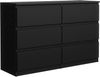 meble masztalerz Kommode Schwarz Matt mit 6 Schubladen 140 cm, Sideboard Wohnzimmer, Kommode Schlafzimmer H: 78,5cm, B: 138,6 cm, T: 39 cm Kommode mit Schubladen, Schubladenschrank Bild 4