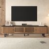 TV-Schrank B 190 x T 35 x H 45 cm in Eichenholzfarbe, mit Schiebetüren und Gitterdesign Bild 3