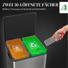 HOMCOM Mülltrennsystem Treteimer mit Softclose-Deckel, 2 Fächer, Soft-Close, Fingerabdruckfrei Bild 4
