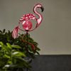 Solar-Gartenspieß ,Flamingo' in Pink, Leuchtkugel aus Bruchglas, Dämmerungssensor, H 80cm Bild 2