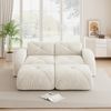Flieks Modulares Sofa 2-Sitzer mit 2x Hocker, Cloud Sofa mit runden Armlehnen, Chenille weich, rahmenlos bodennah, Lounge Sofa, Beige Bild 2