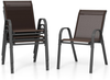 4er Set Gartenstühle stapelbar Stapelstühle aus Textilene und Metallgestell 56 x 70 x 84 cm Braun Bild 2