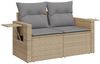 vidaXL 7-tlg. Garten-Sofagarnitur mit Kissen Beige Poly Rattan 3224463 Bild 3