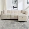 Merax Ecksofa, 3-Sitzer-Sofa, mit Stauraum, L-förmiges Ecksofa mit abnehmbarem Fußhocker und 2 Kissen, Beige Bild 3