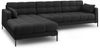 Micadoni Ecksofa Mamaia 5-Sitzer Links Strukturierter Stoff Neve Dunkelgrau schwarze Beine Bild 3