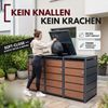 Mülltonnenbox 3er Holzdekor, 120L bis 240L, für Drei Tonnen, Mülltonnenverkleidung aus verzinktem Metall mit Holzdekor-Front Bild 4