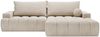 GRAINGOLD Ecksofa Havi, Sofa L-Form mit Bettkasten, gesteppte Sitzfläche, Schlaffunktion, Velour-Stoff, Hellbeige, Rechts Bild 2