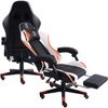 Gaming Chair im Racing-Design mit flexiblen gepolsterten Armlehnen - ergonomischer PC Gaming Stuhl in Lederoptik - Gaming Schreibtischstuhl mit ausziehbarer Fußstütze und extra Stützkissen Schwarz/Weiß-Orange Bild 5