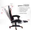 Gaming Chair im Racing-Design mit flexiblen gepolsterten Armlehnen - ergonomischer PC Gaming Stuhl in Lederoptik - Gaming Schreibtischstuhl mit ausziehbarer Fußstütze und extra Stützkissen Schwarz/Weiß-Orange Bild 4