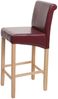 Barhocker HWC-C33, Barstuhl Tresenhocker, Holz MVG-zertifiziert ~ rot-braun, helle Beine, Kunstleder Bild 2