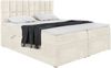 MEBLINI Boxspringbett LUKAS 140x200 cm mit Bettkasten - H4/Creme Samt Polsterbett - Doppelbett mit Topper & Taschenfederkern-Matratze Bild 2