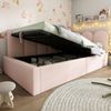 Polsterbett Tagesbett mit Bettkasten 90x190 cm, ohne Matratze, Samt, Rosa Bild 3