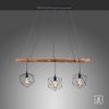 Pendelleuchte, Metall, Holz, Gitteroptik, 3 Flammig, L 100cm Bild 5