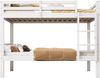 Etagenbett 90x200 cm, Kiefernholz, teilbar zu 2 Einzelbetten, mit 3‑stufiger Winkelleiter und Absturzsicherung, weiß Bild 5