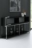 Dmora Kommode Basilia, Wohnzimmerbuffet, Wohnzimmer-Sideboard, Moderne Küchen-Speisekammer, 150x30h80 cm, Schwarz und Silber Bild 4