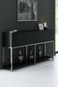 Dmora Kommode Basilia, Wohnzimmerbuffet, Wohnzimmer-Sideboard, Moderne Küchen-Speisekammer, 150x30h80 cm, Schwarz und Silber Bild 2