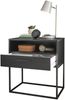Nachtkommode >CUDRO< 1 Schublade, 1 Fach, Graphit / schwarz - 60x65x38,5cm (BxHxT) Bild 4