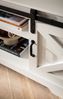 FineBuy Lowboard Weiß 150x59,5x39,5 cm TV-Kommode Landhaus-Stil Modern, Design TV-Schrank Hoch, Fernsehtisch Fernsehschrank mit zwei Schiebe-Türen, Fernsehkommode Wohnzimmer Bild 5