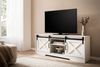 FineBuy Lowboard Weiß 150x59,5x39,5 cm TV-Kommode Landhaus-Stil Modern, Design TV-Schrank Hoch, Fernsehtisch Fernsehschrank mit zwei Schiebe-Türen, Fernsehkommode Wohnzimmer Bild 2
