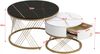 Kommode 70x70x45+50x50+40 cm, 2-teiliges Couchtisch-Set aus MDF in Marmor-Optik mit Goldakzenten, Weiß und Gold und Schwarz Bild 3