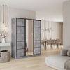 Masseno Schwebetürenschrank PINA 150 cm Kleiderschrank mit Spiegel 3 Türen und 4 Schubladen Beton Bild 2