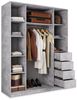 Masseno Schwebetürenschrank PINA 150 cm Kleiderschrank mit Spiegel 3 Türen und 4 Schubladen Beton Bild 3