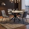 Esstisch mit 4 Stühlen Set Essgruppe Polsterstühle Leinen Grau Esszimmertisch Rund Ø 110 cm Modern Metall Schwarz Bild 2